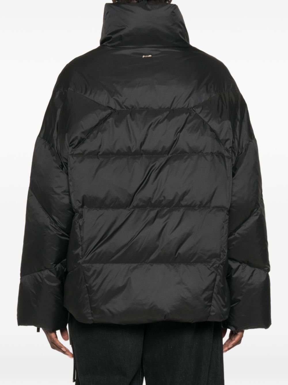 TWINSET Piumino corto nero trapuntato con chiusura con zip 