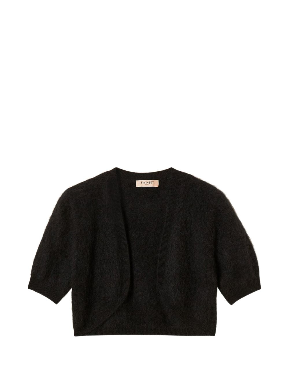 TWINSET Cardigan coprispalle nero a maniche corte in lana 
