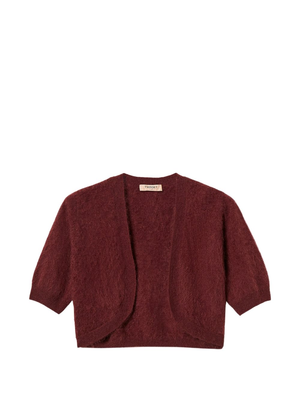 TWINSET Cardigan coprispalle bordeaux a maniche corte in lana 