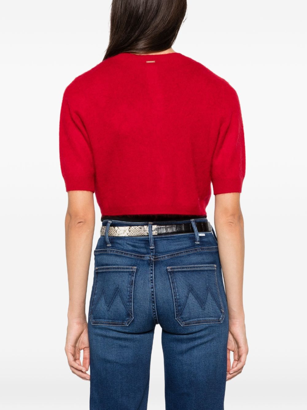 TWINSET Cardigan coprispalle rosso a maniche corte in lana 