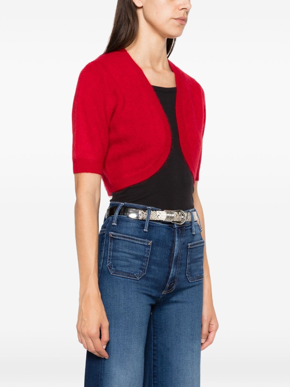 TWINSET Cardigan coprispalle rosso a maniche corte in lana 