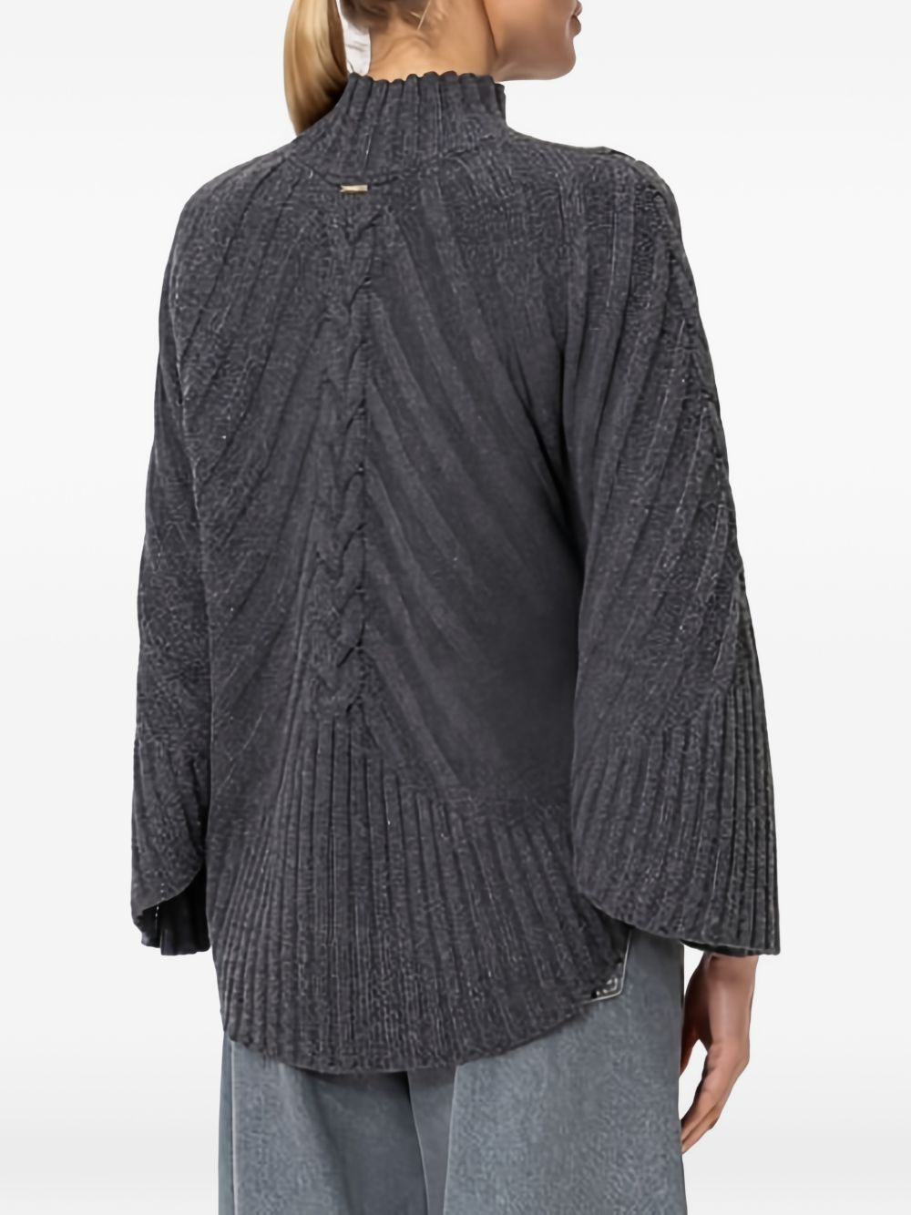 TWINSET Maglia in lana a collo alto con maniche a farfalla e dettaglio intrecciato 