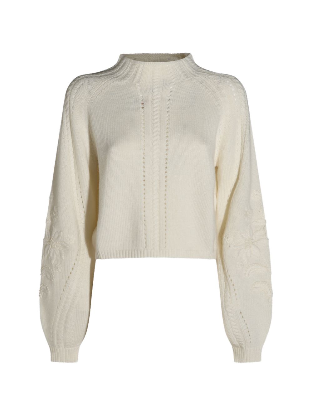 TWINSET Maglia bianca con collo alto e maniche a sbuffo 