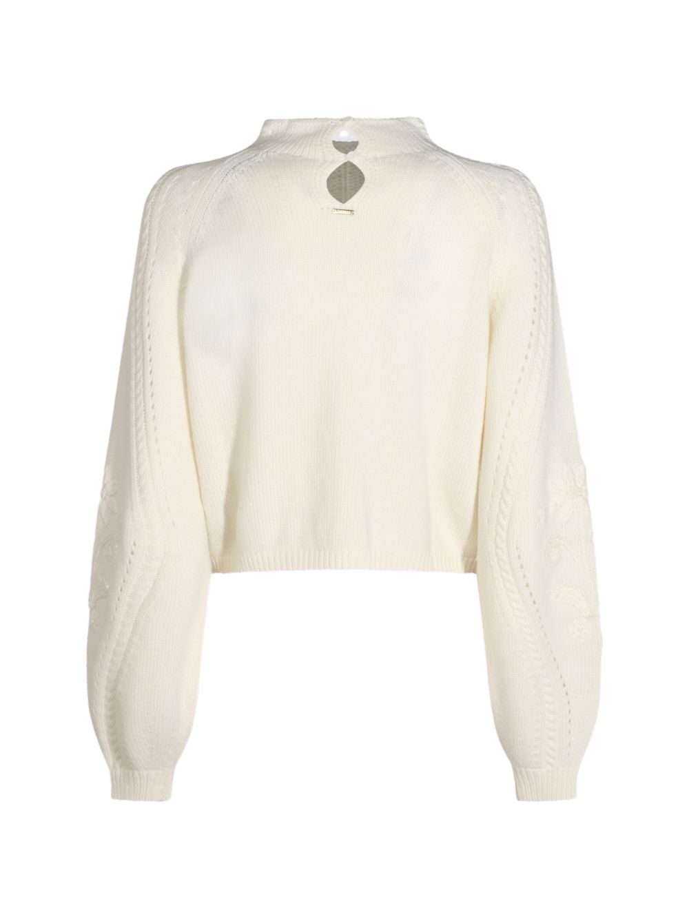 TWINSET Maglia bianca con collo alto e maniche a sbuffo 