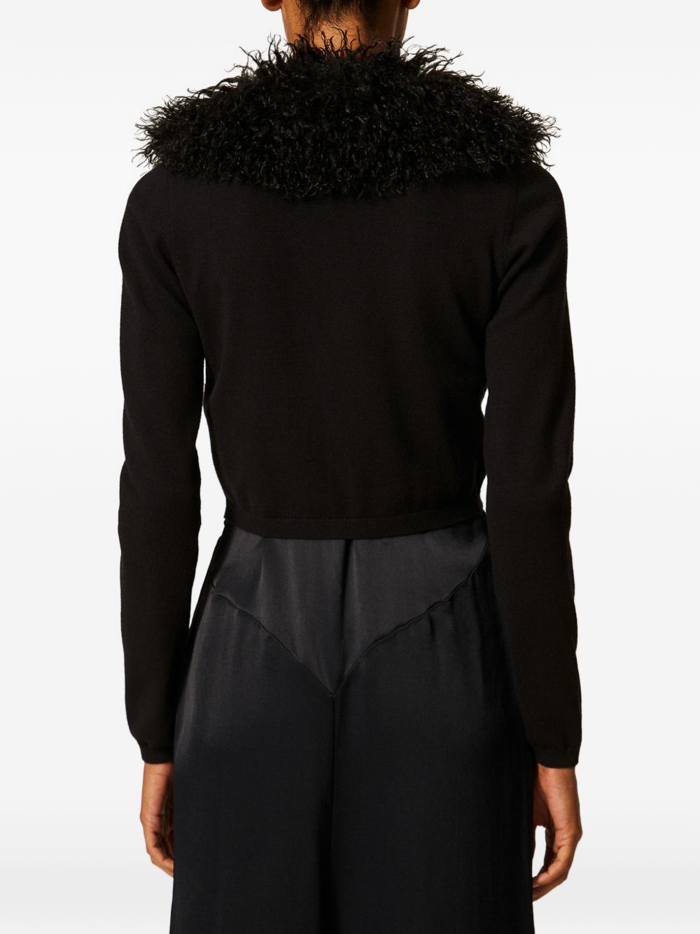 TWINSET Cardigan cropped con ecopelliccia 