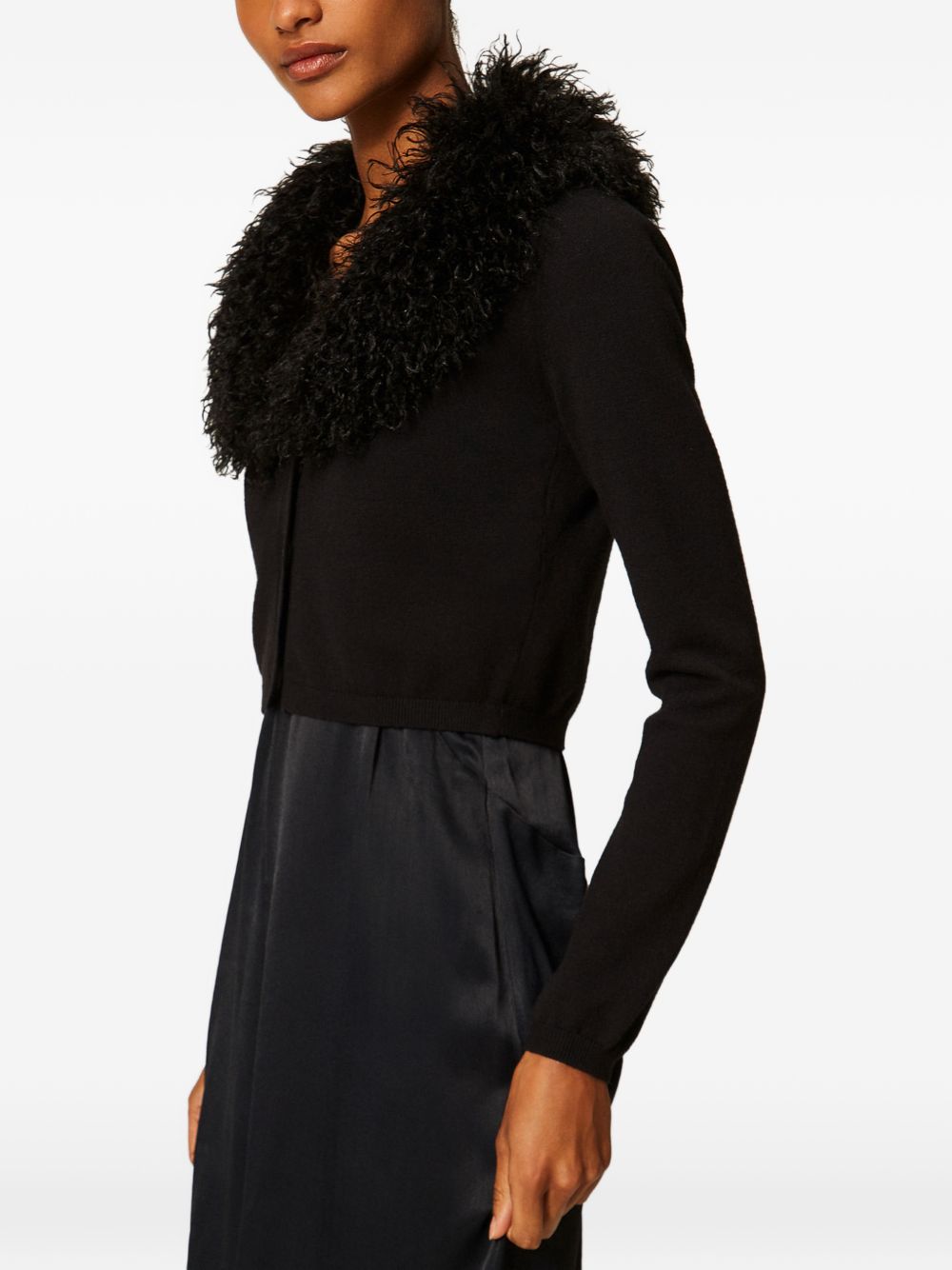 TWINSET Cardigan cropped con ecopelliccia 