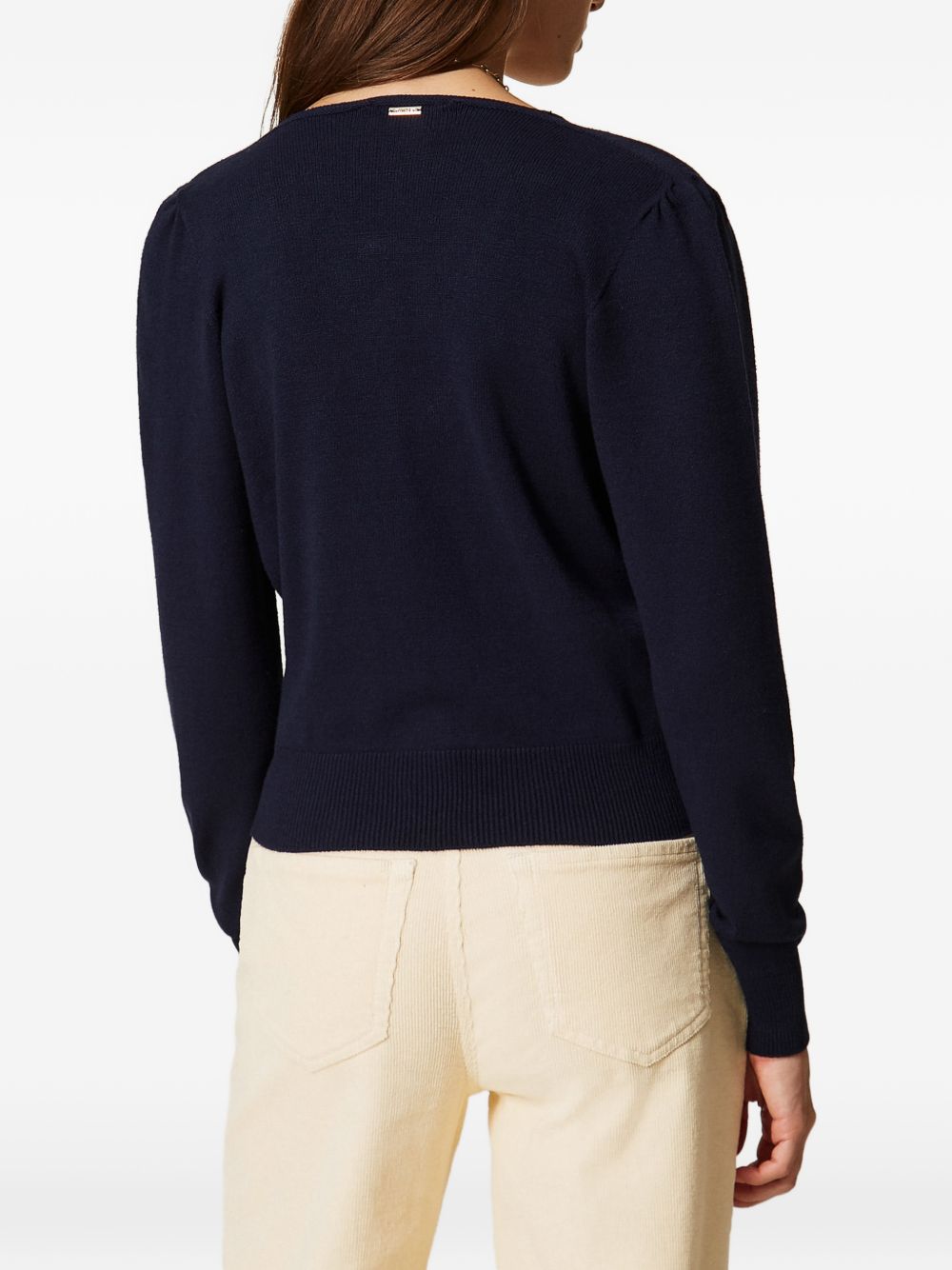 TWINSET Maglia con scollo incrociato a V blu 