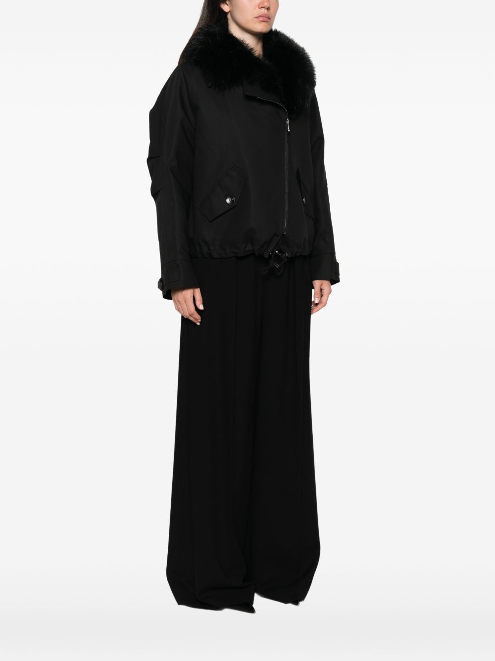 VALENTINI 1972 Parka corto nero con intenro in ecopelliccia 