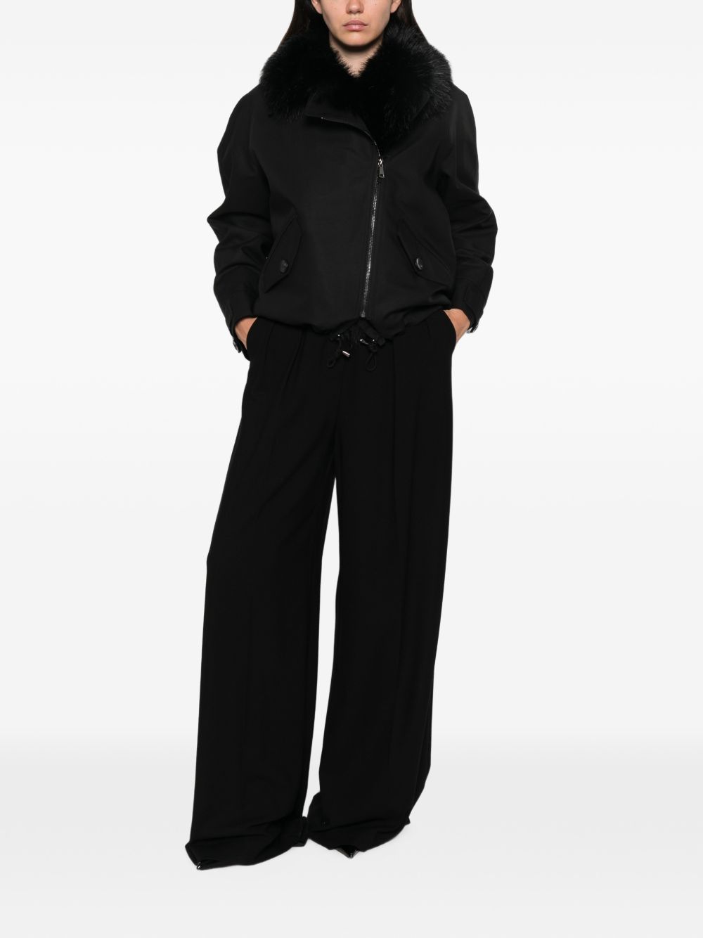 VALENTINI 1972 Parka corto nero con intenro in ecopelliccia 