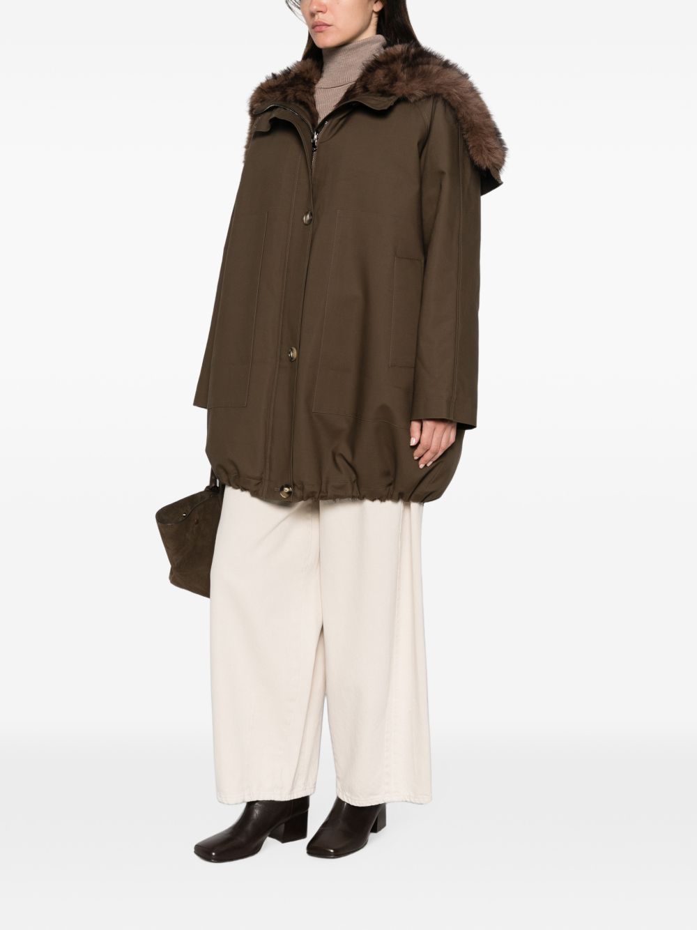 VALENTINI 1972 Parka verde con collo in ecopelliccia 