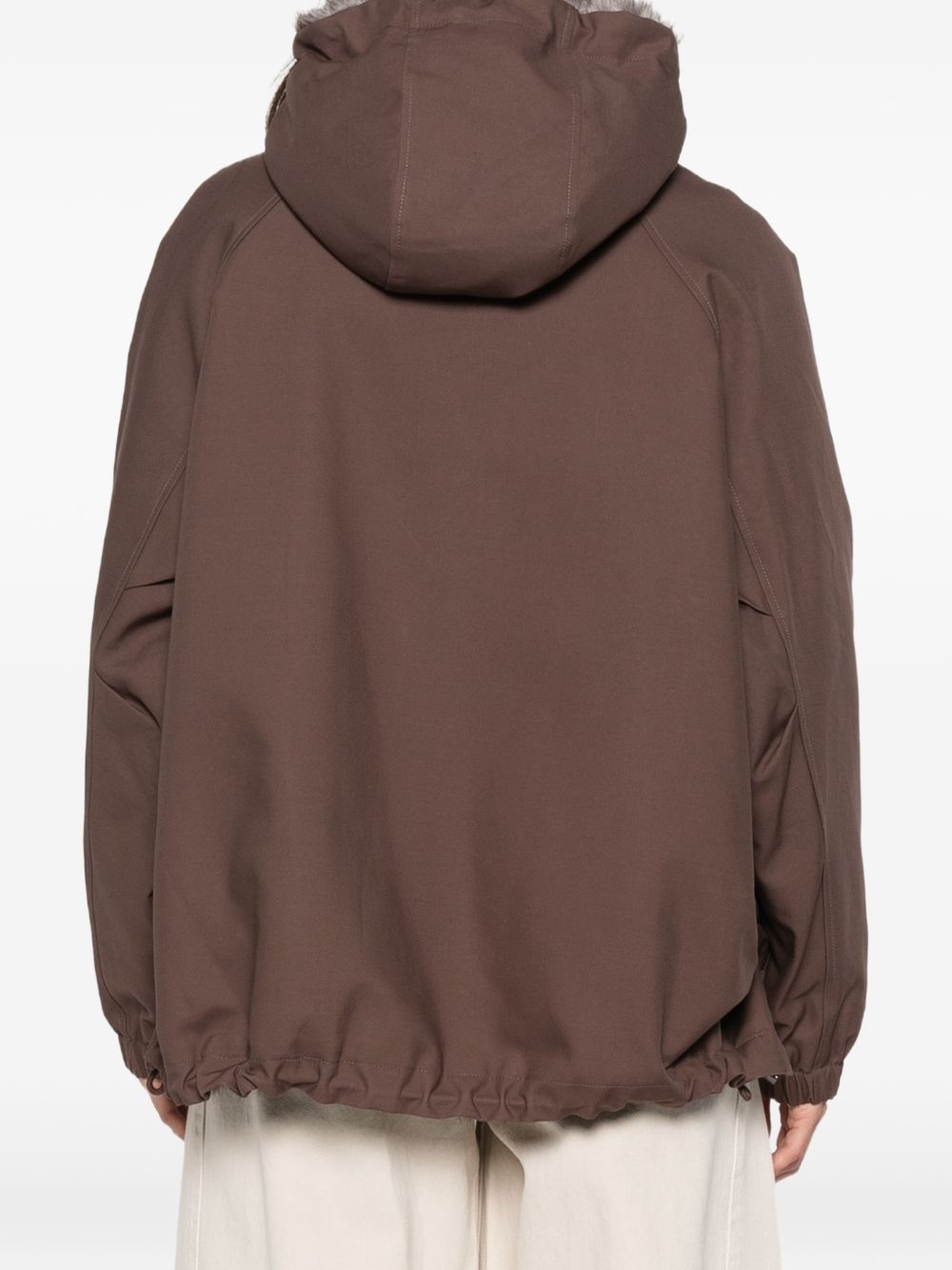 VALENTINI 1972 Parka reversibile marrone in ecopelliccia con cappuccio 
