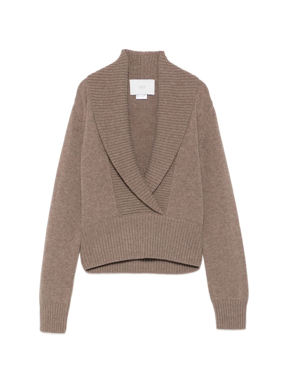 VANISE Maglia CECILIA CASTORO in lana con scollo a V 