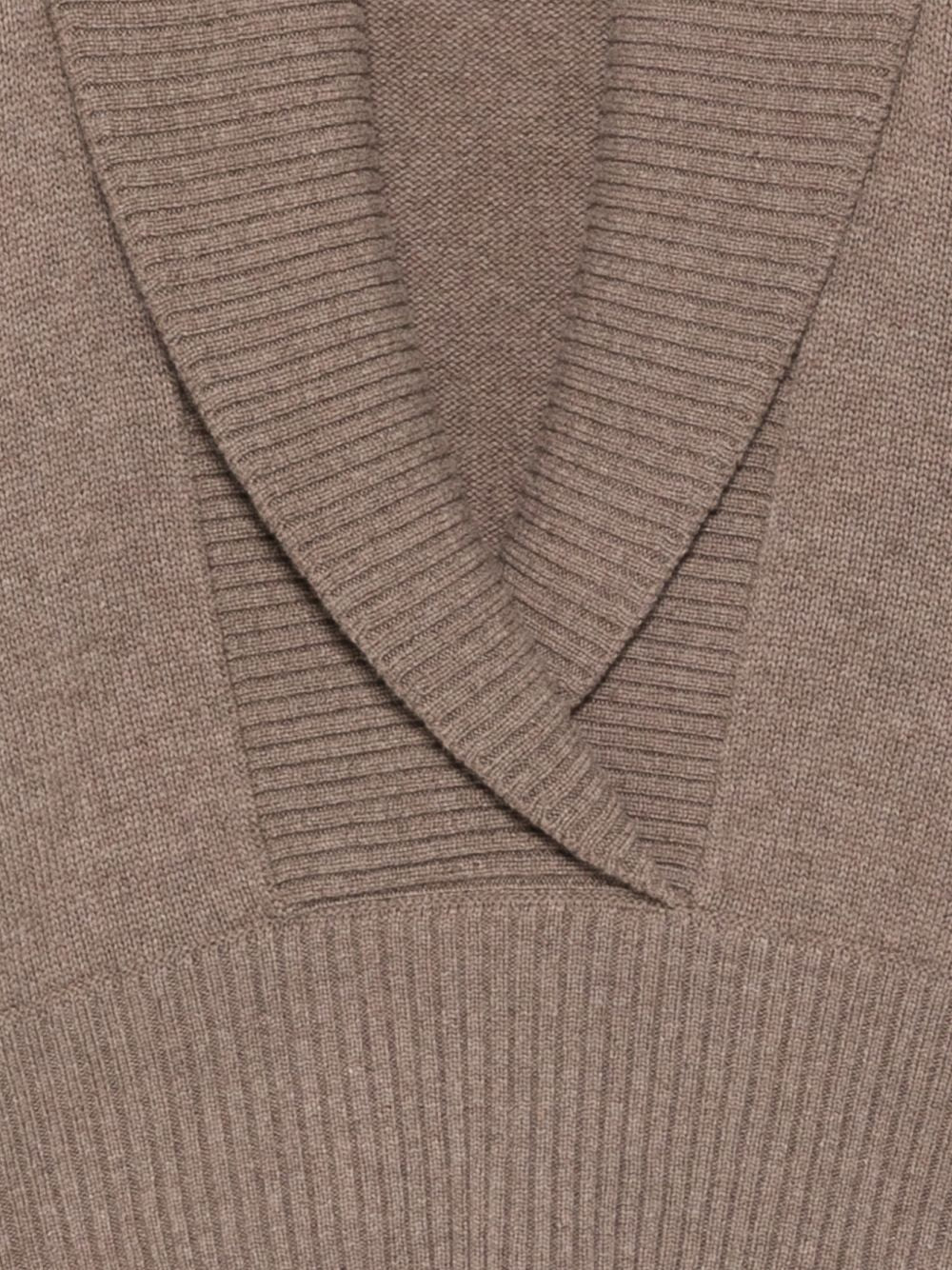 VANISE Maglia CECILIA CASTORO in lana con scollo a V 