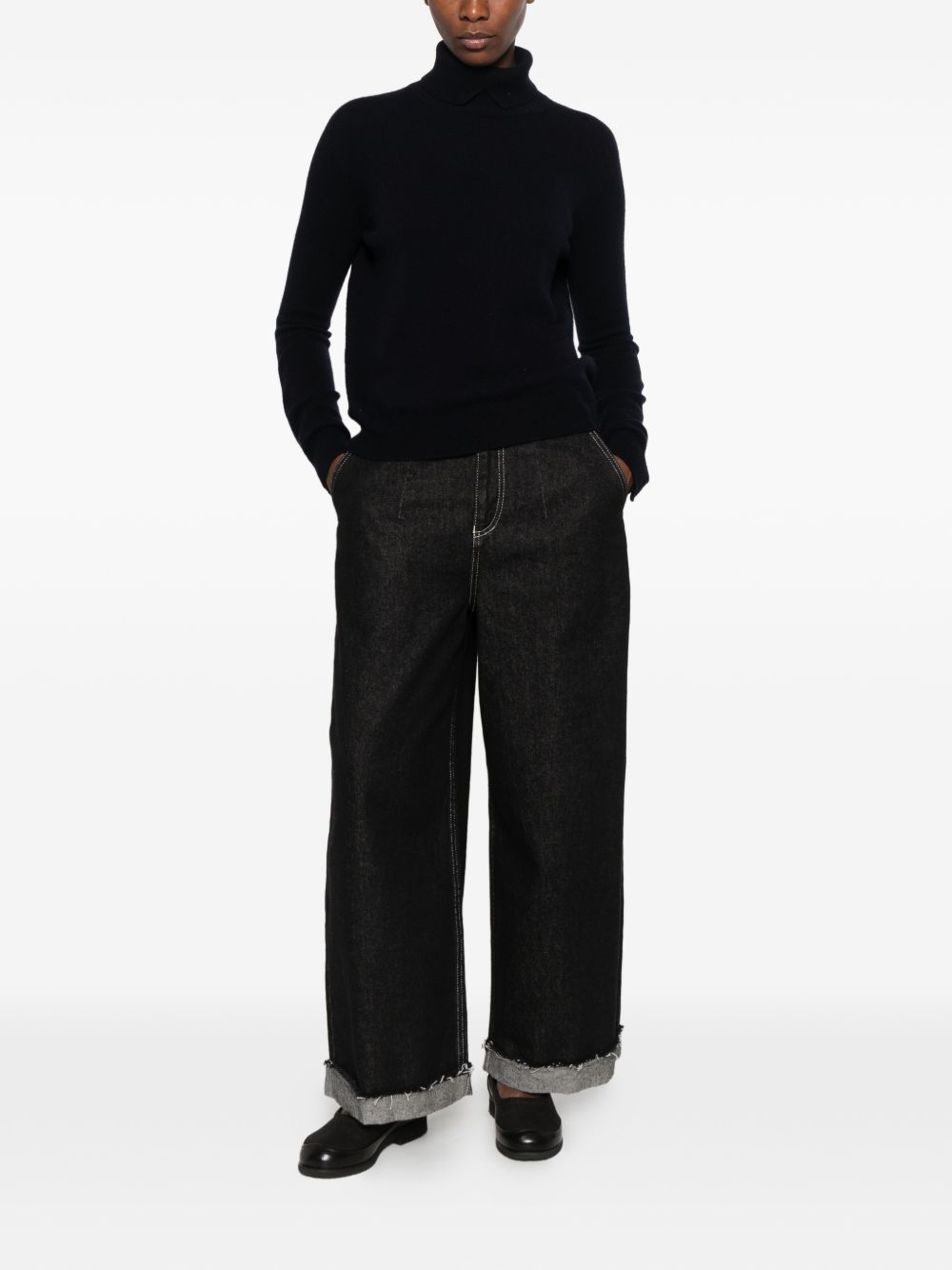 VANISE Maglia a collo alto in cashmere blu 