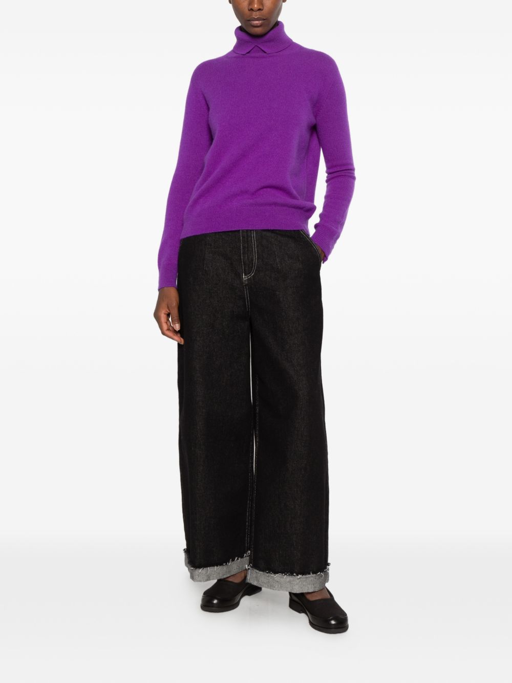 VANISE Maglia SANDRINE VIOLA DALIA in cashmere con collo alto 
