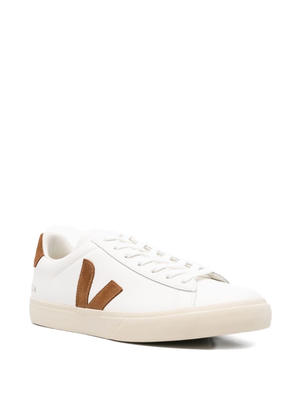 VEJA Sneakers bianche in pelle con dettagli marroni 