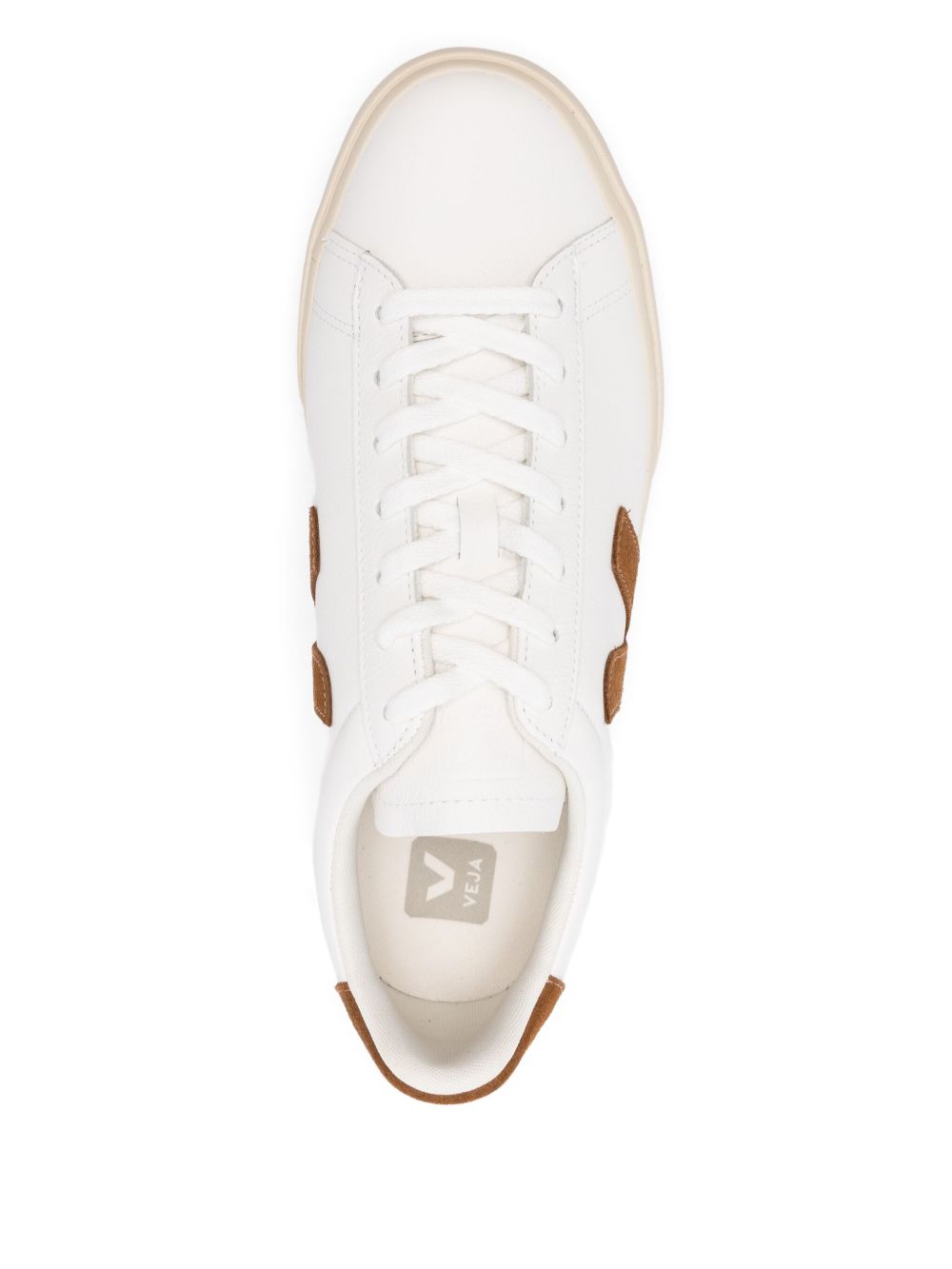 VEJA Sneakers bianche in pelle con dettagli marroni 