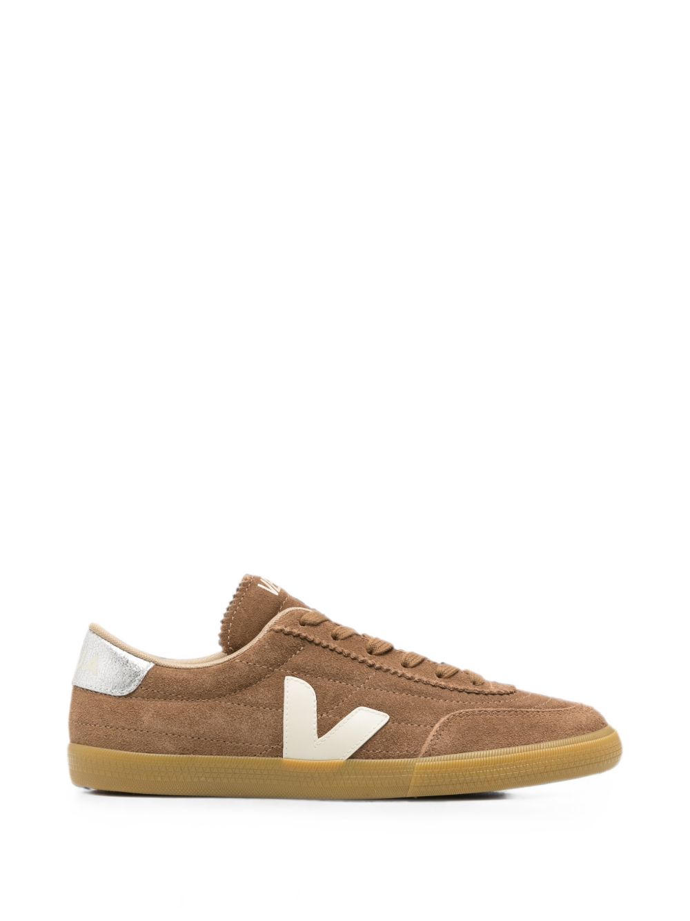 VEJA Sneakers basse marroni con inserti bianchi 