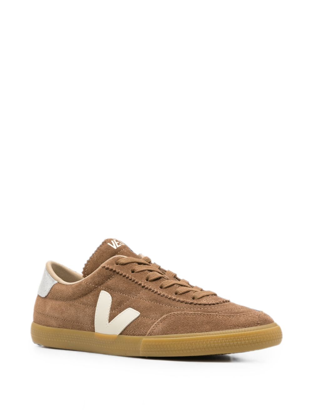 VEJA Sneakers basse marroni con inserti bianchi 