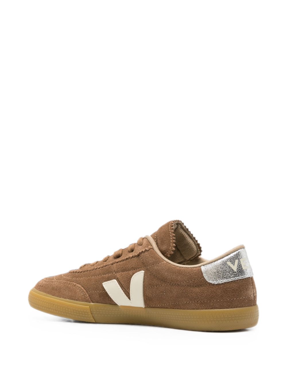 VEJA Sneakers basse marroni con inserti bianchi 