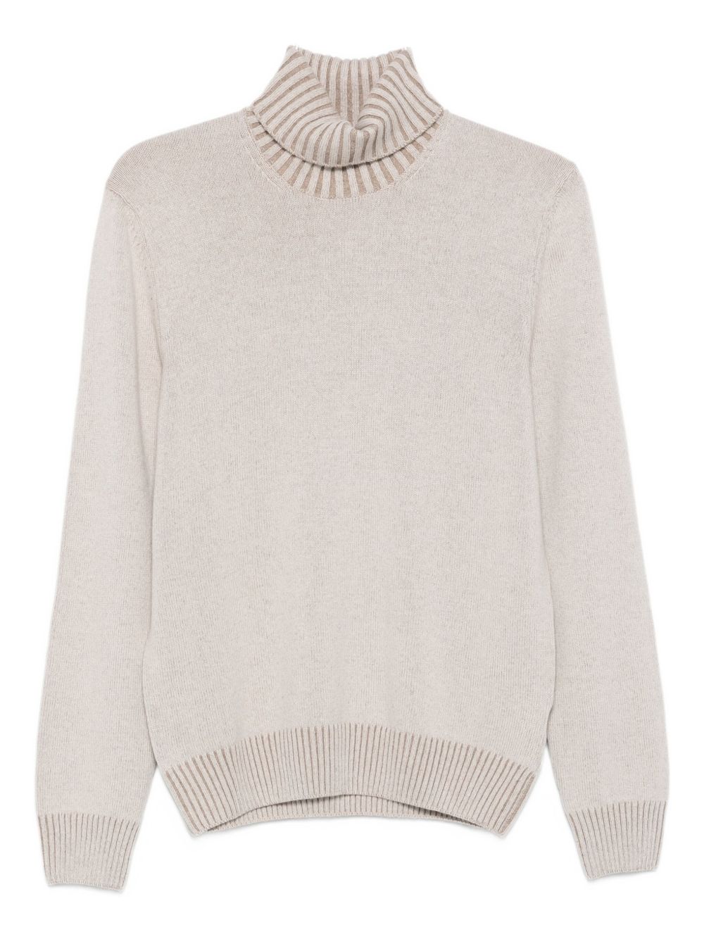 VENGERA Maglia da uomo a collo alto in lana color beige 