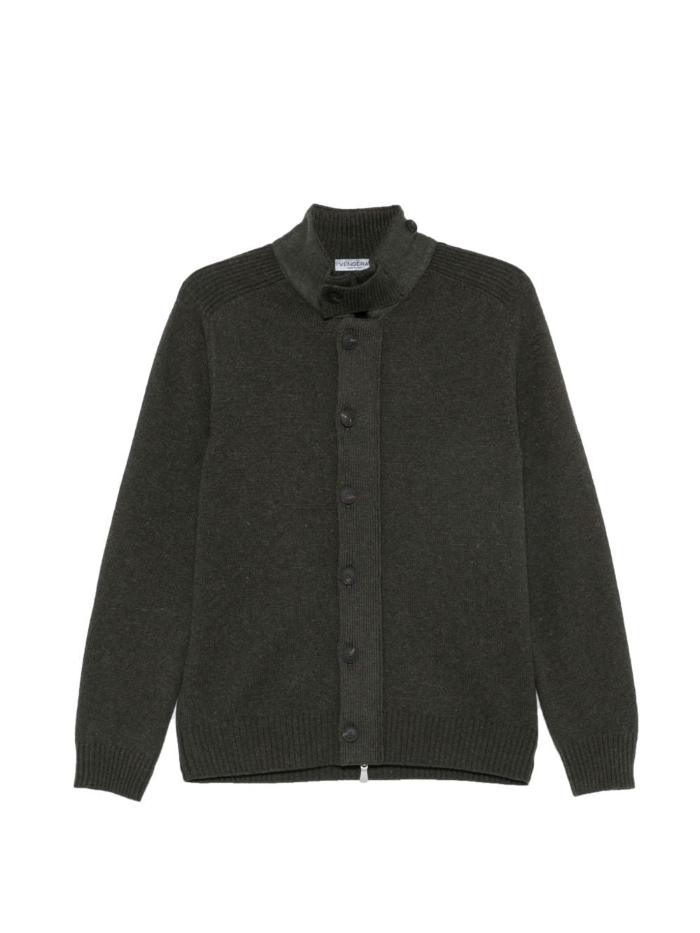 VENGERA Cardigan in maglia di lana verde scuro 