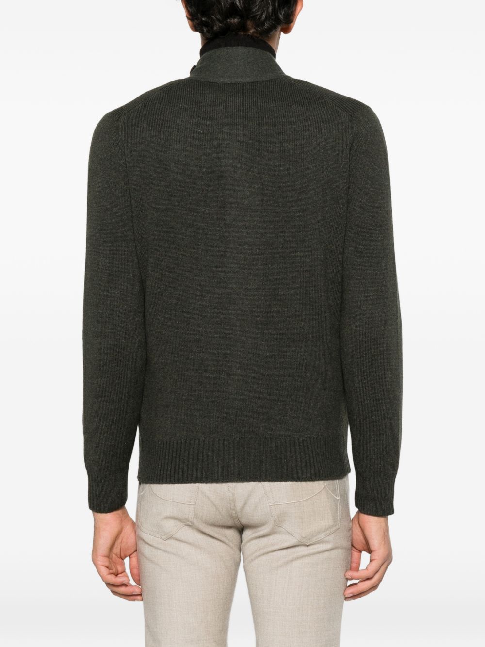 VENGERA Cardigan in maglia di lana verde scuro 