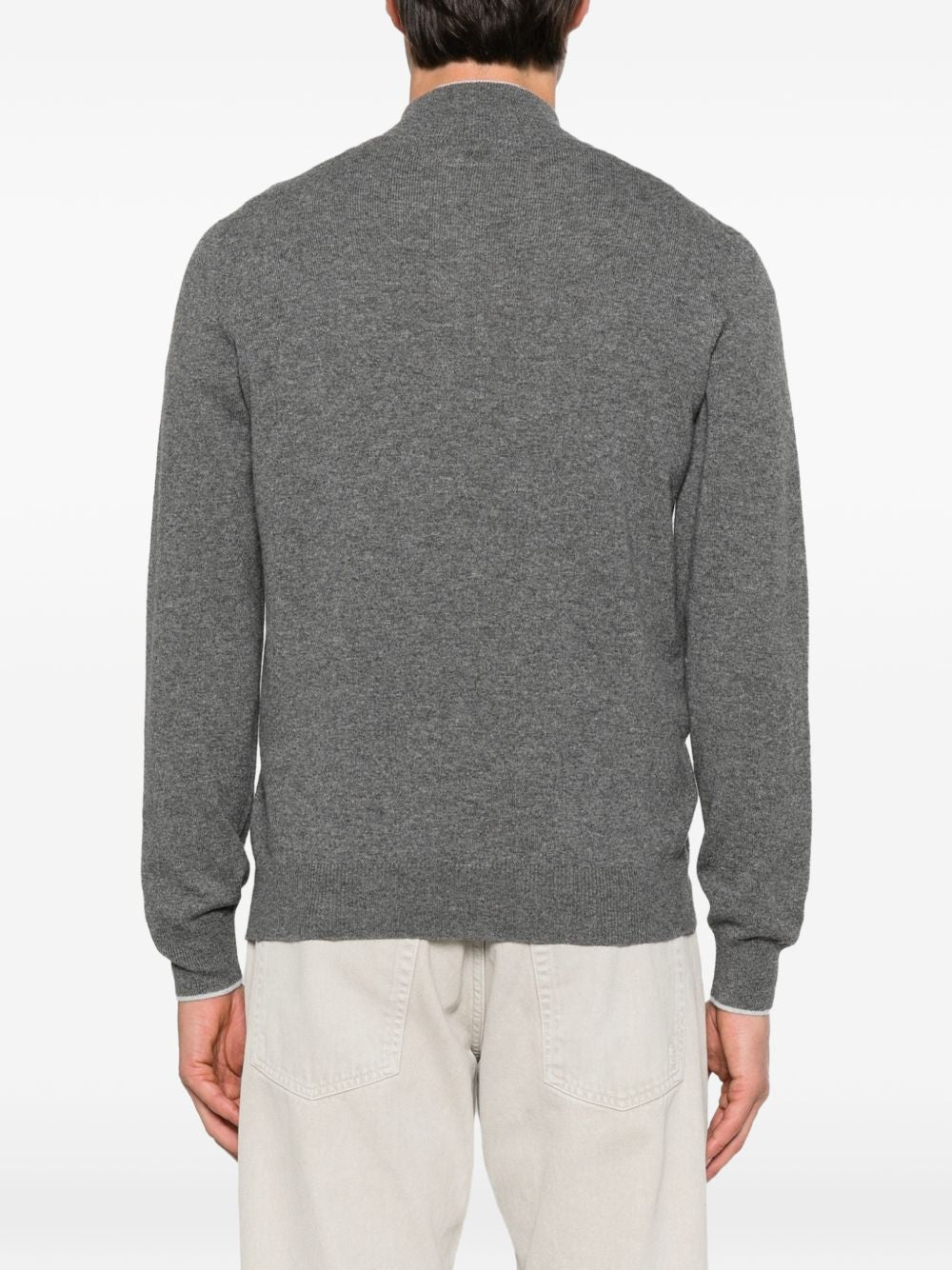 VENGERA Maglia a collo alto grigia con zip 