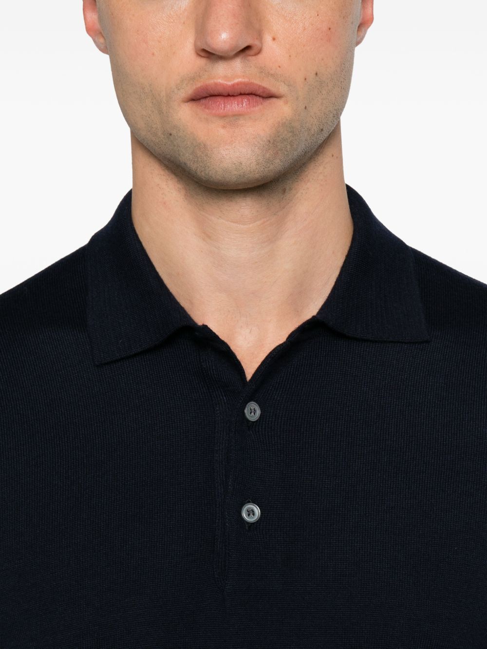 VENGERA Polo in lana vergine blu 
