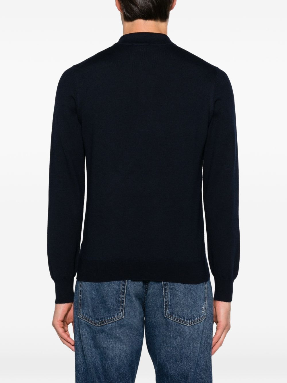 VENGERA Polo in lana vergine blu 