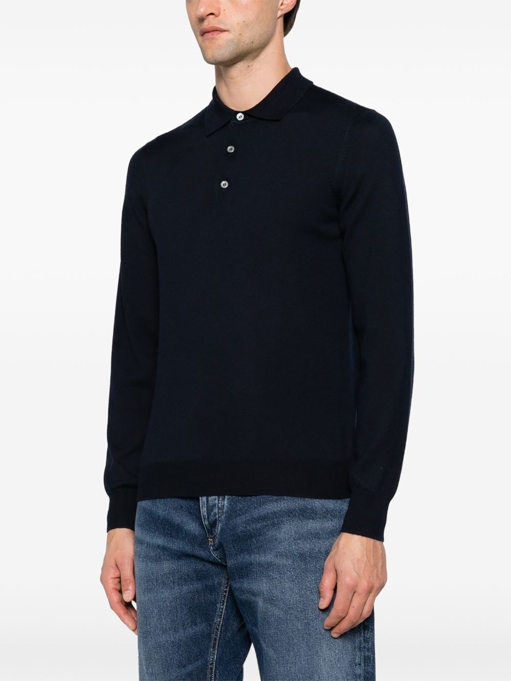 VENGERA Polo in lana vergine blu 