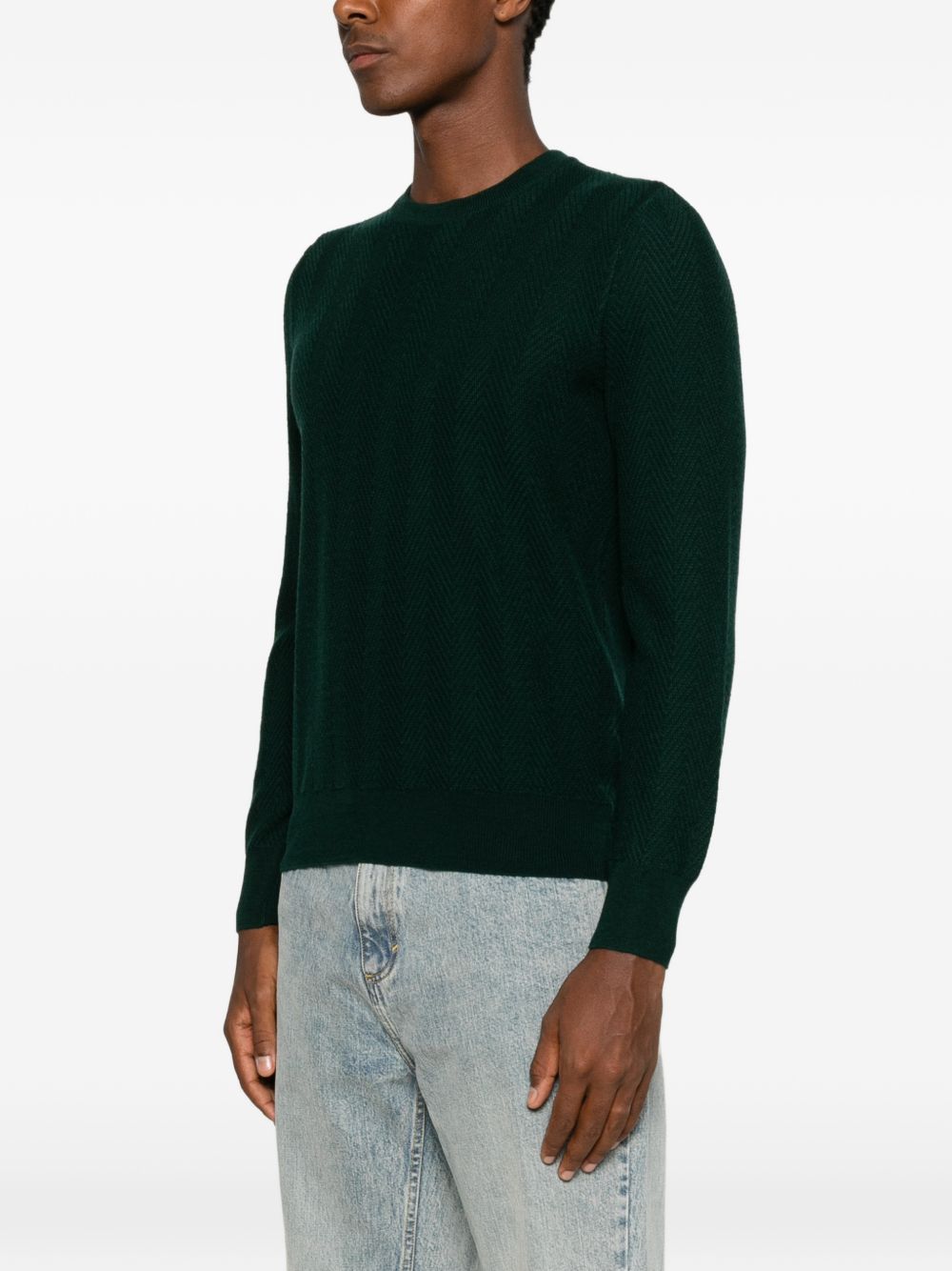VENGERA Maglia girocollo in lana verde bosco 