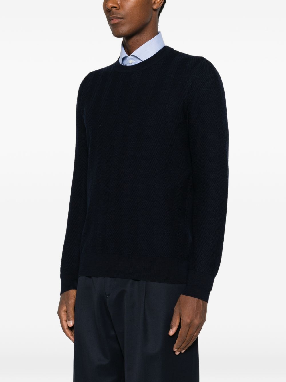 VENGERA Maglia girocollo in lana blu 