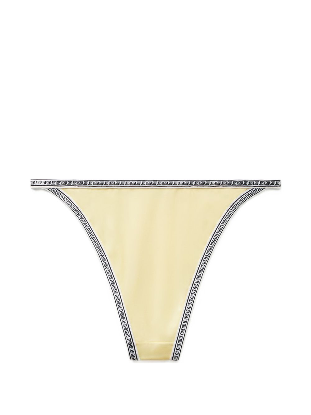 VERSACE Slip bikini giallo con bordo geometrico e logo 