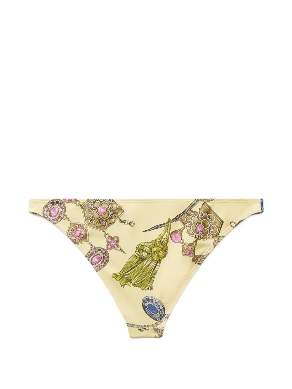 VERSACE Slip bikini giallo con stampa gioielli multicolor 