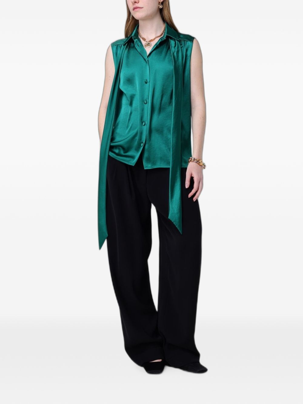 VERSACE Orecchini pendenti con cerchio Greca e Medusa dorata con strass 