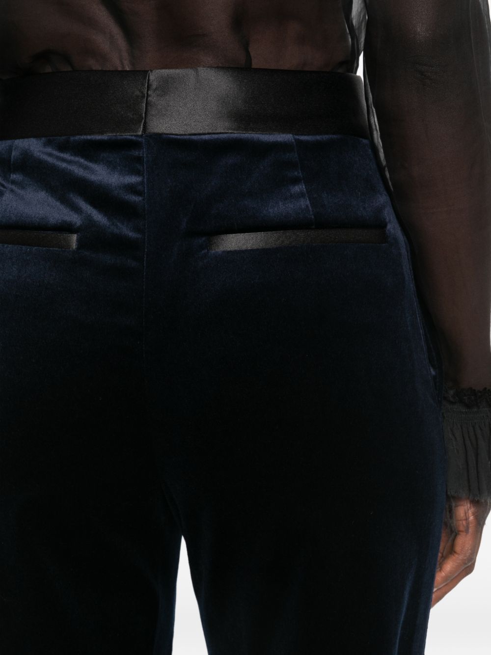 VICTORIA BECKHAM Pantaloni eleganti svasati in velluto blu 