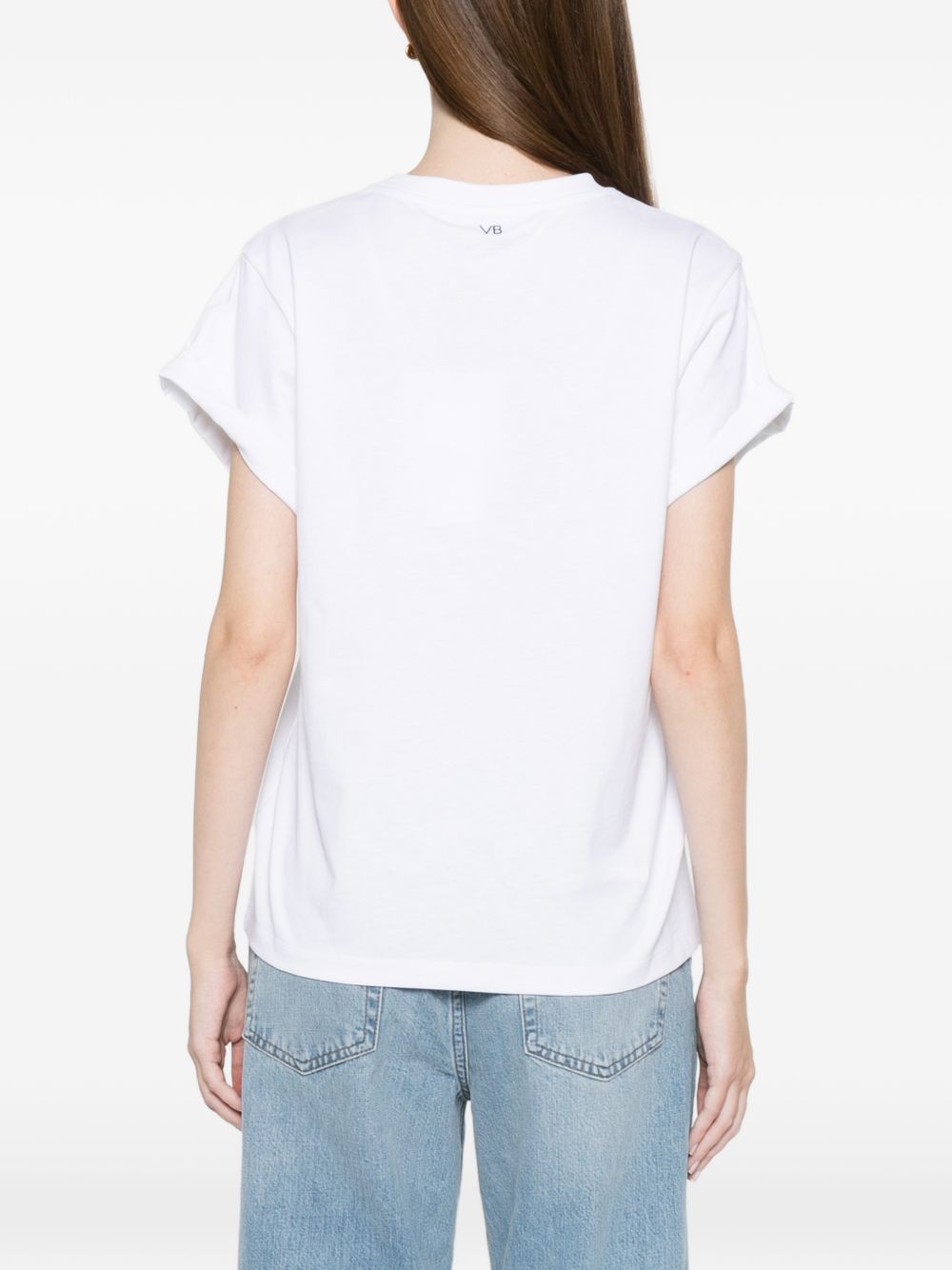 VICTORIA BECKHAM T-shirt Tilly in cotone bianco con logo VB ricamato 