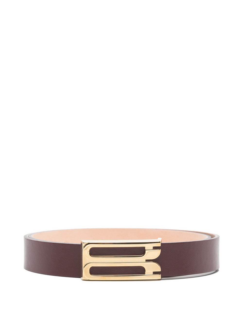 VICTORIA BECKHAM Cintura in pelle bordeaux con fibbia dorata B 