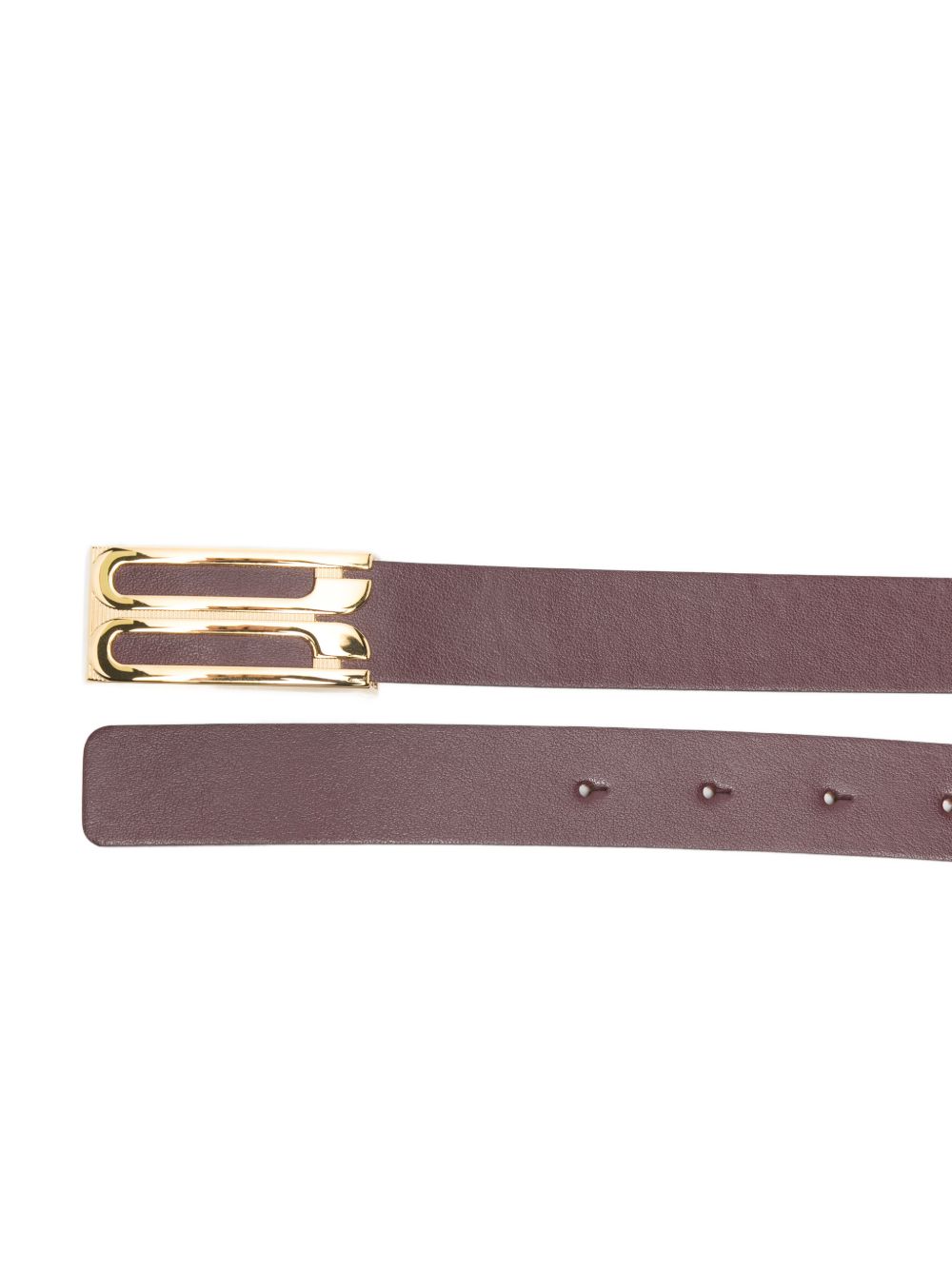 VICTORIA BECKHAM Cintura in pelle bordeaux con fibbia dorata B 