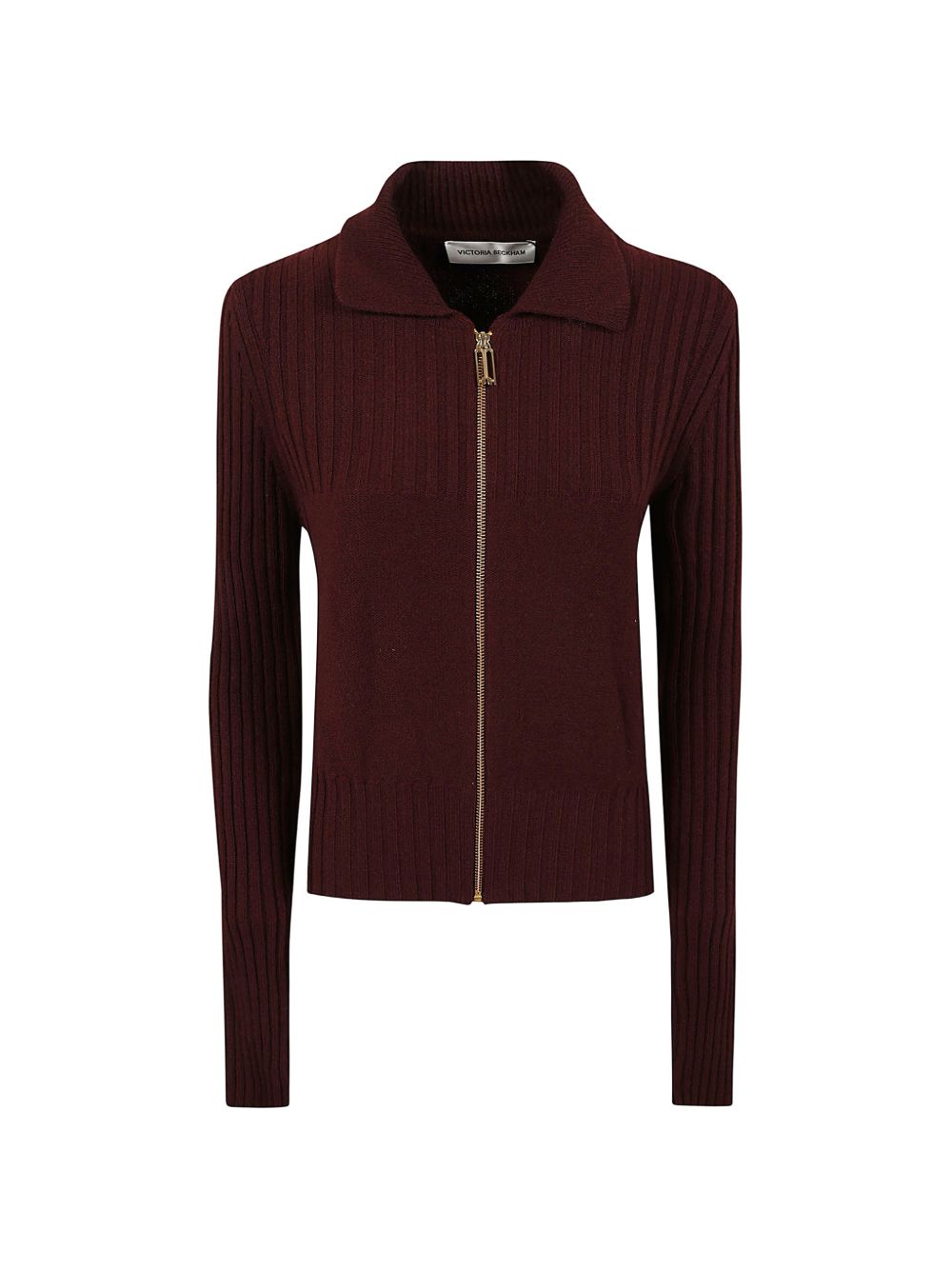 VICTORIA BECKHAM Maglia a coste in lana merino con zip e colletto 