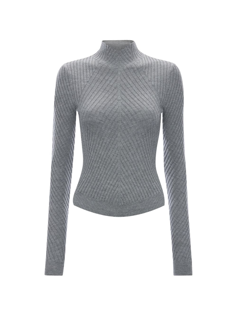 VICTORIA BECKHAM Georgia maglia a collo alto in lana Merino grigia 