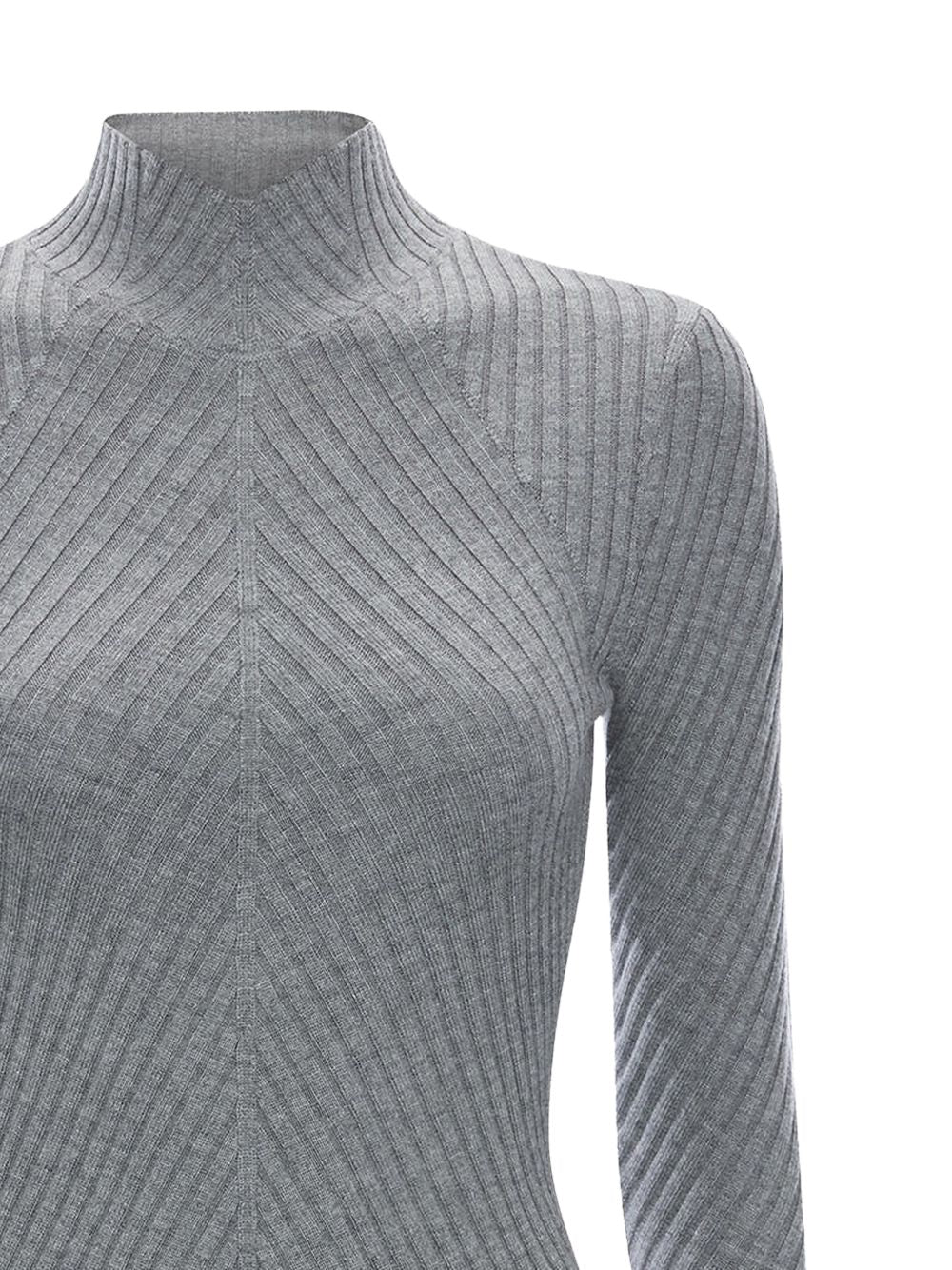 VICTORIA BECKHAM Georgia maglia a collo alto in lana Merino grigia 