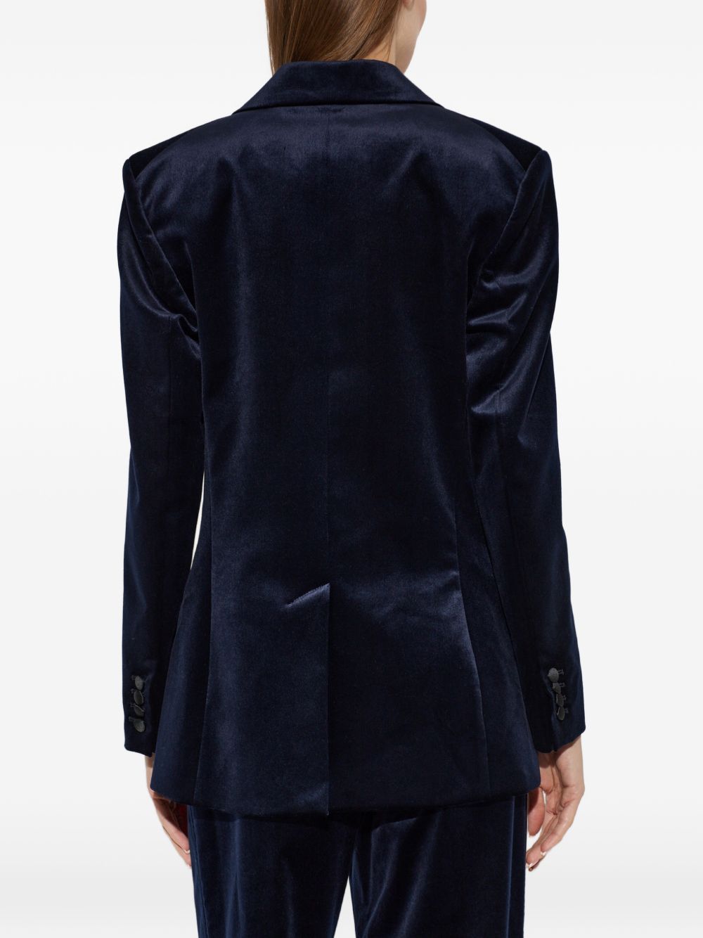 VICTORIA BECKHAM Blazer slim con dettagli in raso lucido nero 