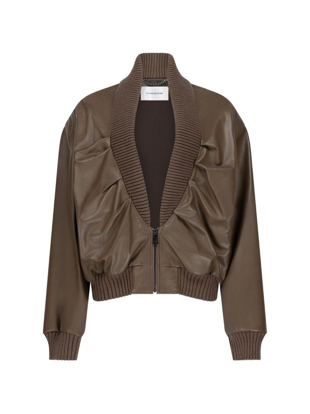 VICTORIA BECKHAM Giacca bomber Zana in pelle marrone 