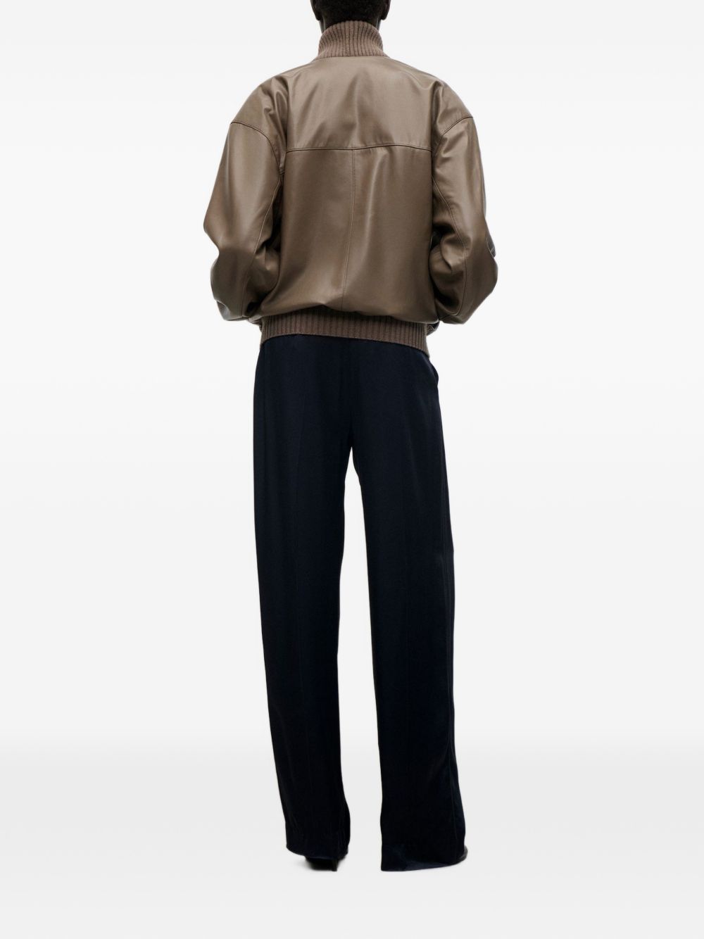VICTORIA BECKHAM Giacca bomber Zana in pelle marrone 