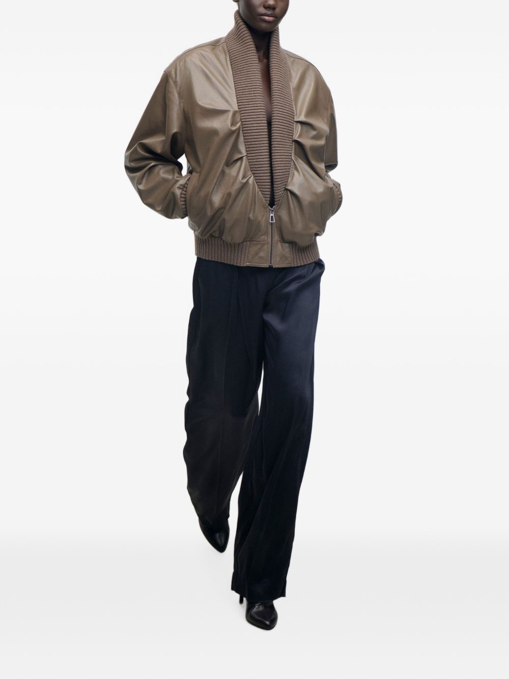VICTORIA BECKHAM Giacca bomber Zana in pelle marrone 