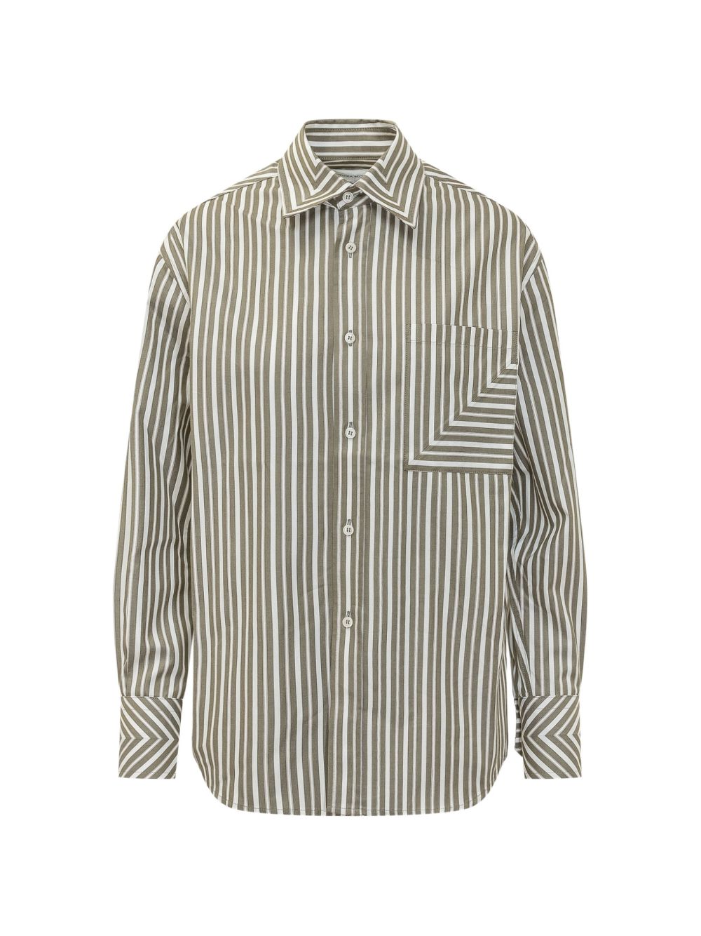 VICTORIA BECKHAM Camicia verde a righe con tasca applicata 