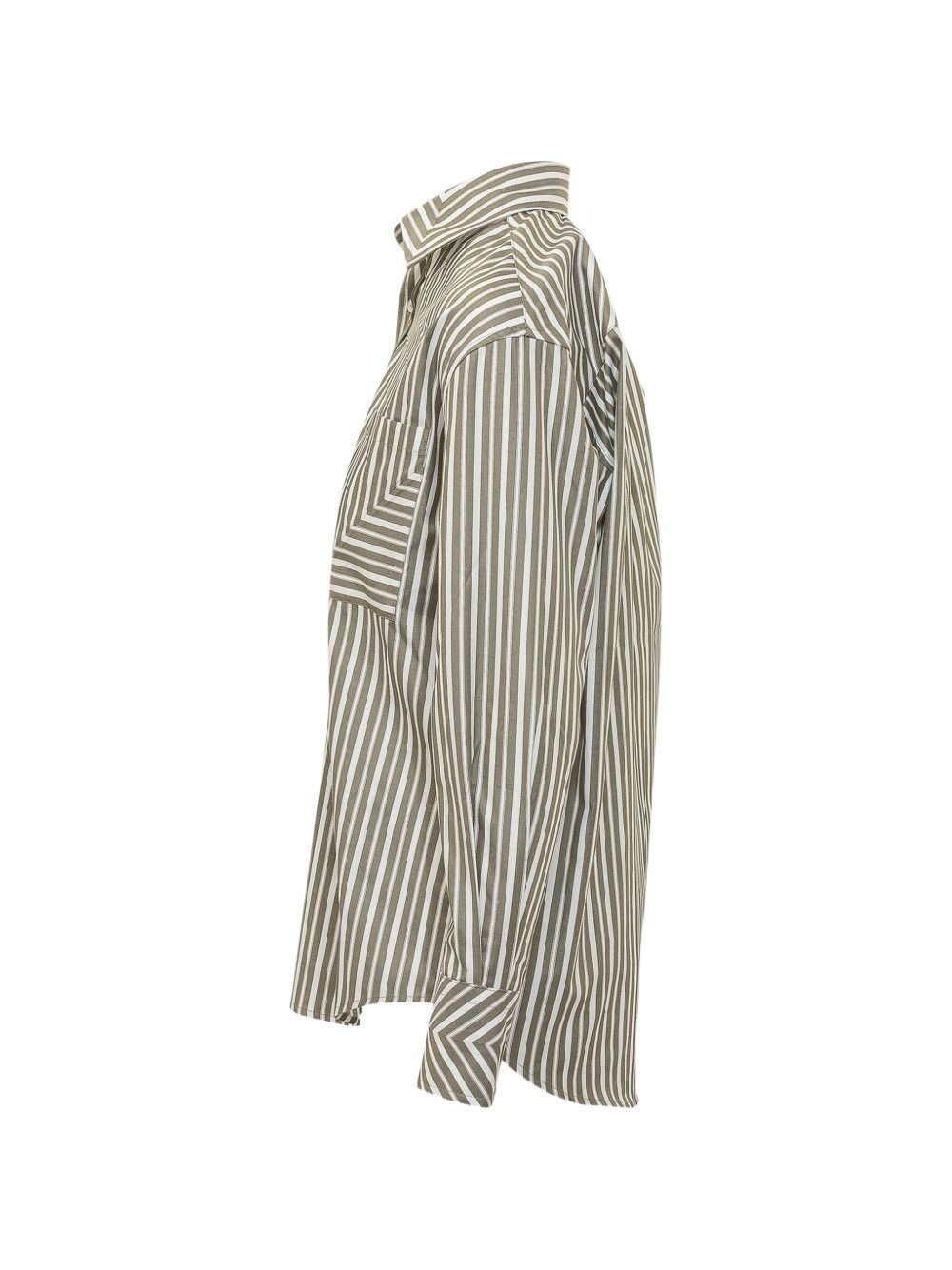 VICTORIA BECKHAM Camicia verde a righe con tasca applicata 
