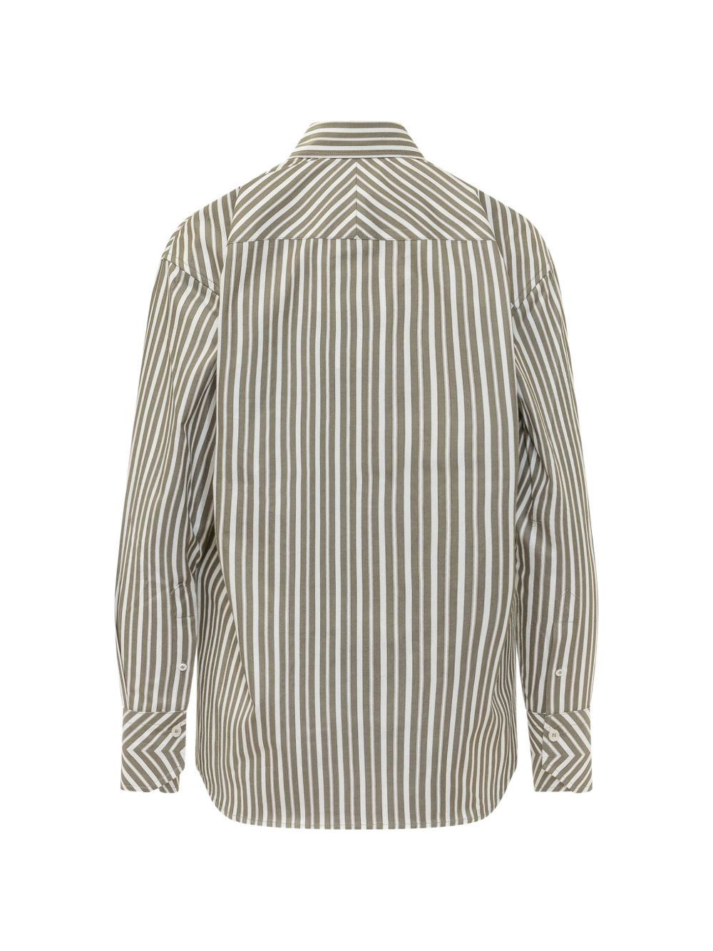 VICTORIA BECKHAM Camicia verde a righe con tasca applicata 
